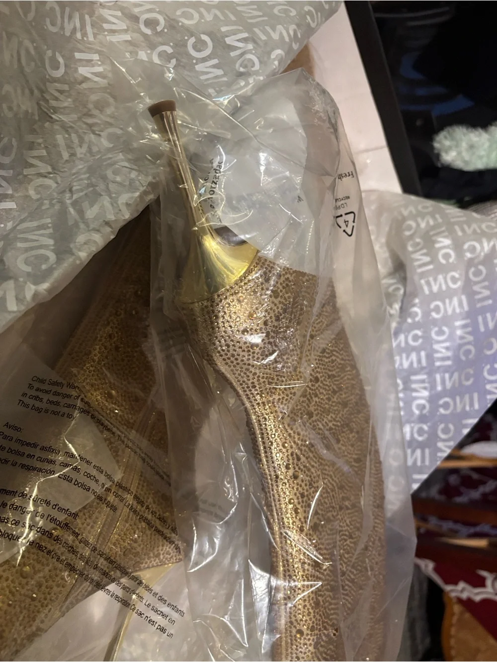 INC International Concepts Gold Sparkle Over-the-Knee Stiletto Boots
